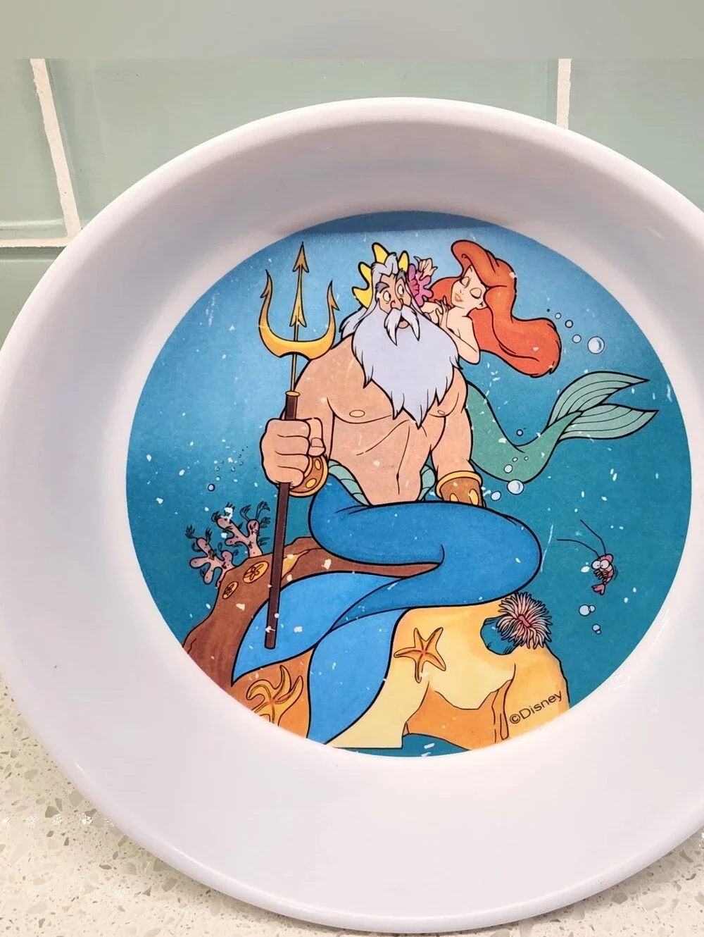 Vintage 90s Zak Designs Disney The Little Mermaid King Triton Kid Character Bowl